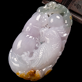 糯冰种三彩缅甸翡翠A货福禄寿挂件