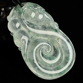 冰玻种飘花缅甸翡翠A货如意龙挂件