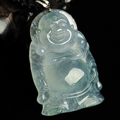 冰种飘花缅甸翡翠A货玉佛挂件