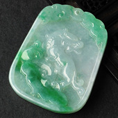 糯冰种飘翠缅甸翡翠A货事事如意挂件