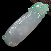 糯冰种春带彩缅甸翡翠A货如意福瓜挂件