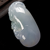 冰种淡紫罗兰缅甸翡翠A货福瓜挂件