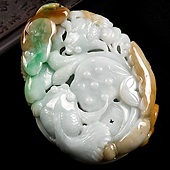 细糯种三彩缅甸翡翠A货金玉满堂手玩件