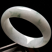 糯冰种飘绿花缅甸翡翠A货手镯（57.2mm）