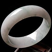 糯冰种飘绿花缅甸翡翠A货手镯（56mm）
