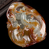 糯冰种红黄翡缅甸翡翠A货有凤来仪挂件
