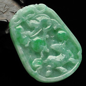 糯冰种翠色缅甸翡翠A货如意鹿挂件