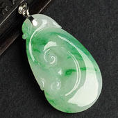 糯冰种飘翠缅甸翡翠A货如意挂件