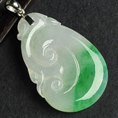 糯冰种飘翠缅甸翡翠A货如意挂件