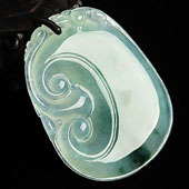 冰种飘花缅甸翡翠A货如意挂件