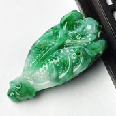 糯冰种翠色缅甸翡翠A货百财到挂件