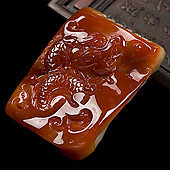 糯冰种红翡缅甸翡翠A货龙头挂件/腰牌