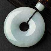 糯冰种略飘花缅甸翡翠A货平安扣挂件