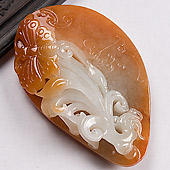 糯冰种红黄翡缅甸翡翠A货蝶恋花挂件
