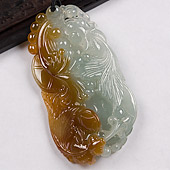 冰种红黄翡缅甸翡翠A货年年有余挂件