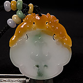 糯冰种黄翡飘花缅甸翡翠A货平安符挂件