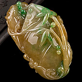 糯冰种黄加绿缅甸翡翠A货节节高挂件