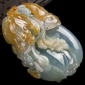 糯冰种紫罗兰黄翡缅甸翡翠A货玉兰花挂件