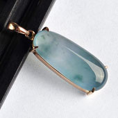 冰种飘花缅甸翡翠A货镶玫瑰金胸坠