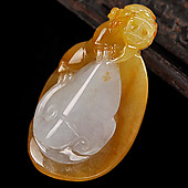 冰种黄翡缅甸翡翠A货事事如意挂件
