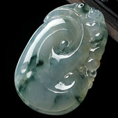 冰种飘花缅甸翡翠A货如意寿挂件