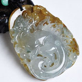 冰种黄翡缅甸翡翠A货龙行如意挂件