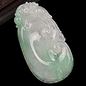 冰种翠色缅甸翡翠A货如意挂件