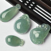 冰种晴水缅甸翡翠A货如意福瓜挂件（单价）