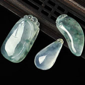 冰种飘花缅甸翡翠A货福瓜挂件（单价）