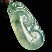 冰种飘花缅甸翡翠A货如意挂件