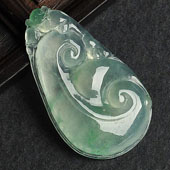 冰种飘花缅甸翡翠A货如意挂件