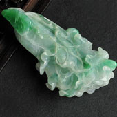 糯冰种飘翠缅甸翡翠A货白菜挂件