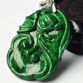 细糯种深绿缅甸翡翠A货福如意挂件