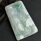 冰种飘花缅甸翡翠A货观音挂件
