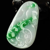 糯冰种白底青缅甸翡翠A货如意挂件