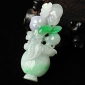 糯冰种淡春带彩缅甸翡翠A货花篮挂件