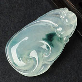 冰种飘花缅甸翡翠A货如意挂件