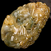 冰种褐黄翡缅甸翡翠A货事事如意手玩件