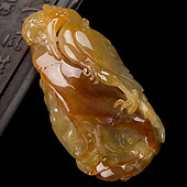 (超值推荐)糯冰种红黄翡缅甸翡翠A货一路连科挂件