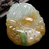 冰种黄加绿缅甸翡翠A货事事如意挂件