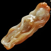 糯冰种红黄翡缅甸翡翠A货美人出浴手玩件