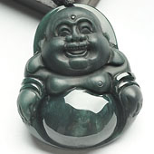 糯冰种墨翠缅甸翡翠A货玉佛挂件