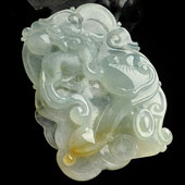 冰种晴水黄翡缅甸翡翠A货貔貅如意挂件