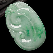 糯冰种飘翠缅甸翡翠A货如意挂件