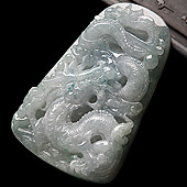 糯冰种晴水飘花缅甸翡翠A货龙牌挂件