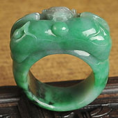 糯冰种癣加绿缅甸翡翠A货福寿如意指环