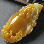 冰种黄翡缅甸翡翠A货龙头龟挂件