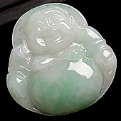 糯冰种飘翠缅甸翡翠A货玉佛挂件