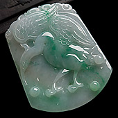 糯冰种飘翠缅甸翡翠A货仙鹤挂件