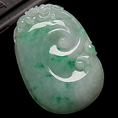 糯冰种飘翠缅甸翡翠A货如意挂件